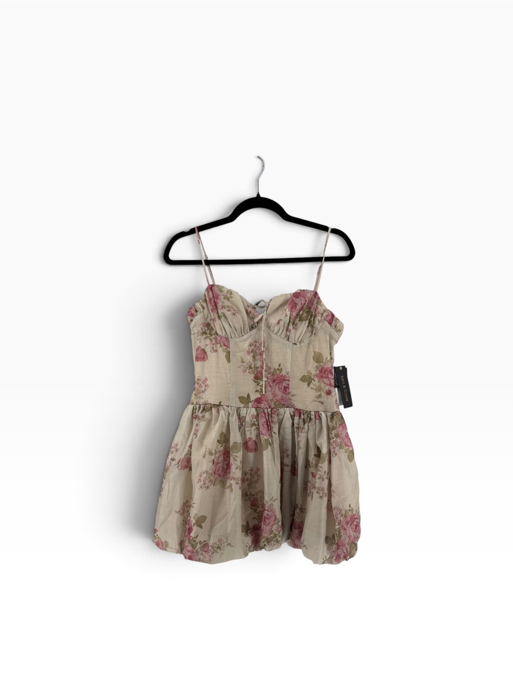 New Seni & Cade Floral Sweetheart Mini Dress in Beige and Pink size Small - Picture 2 of 5